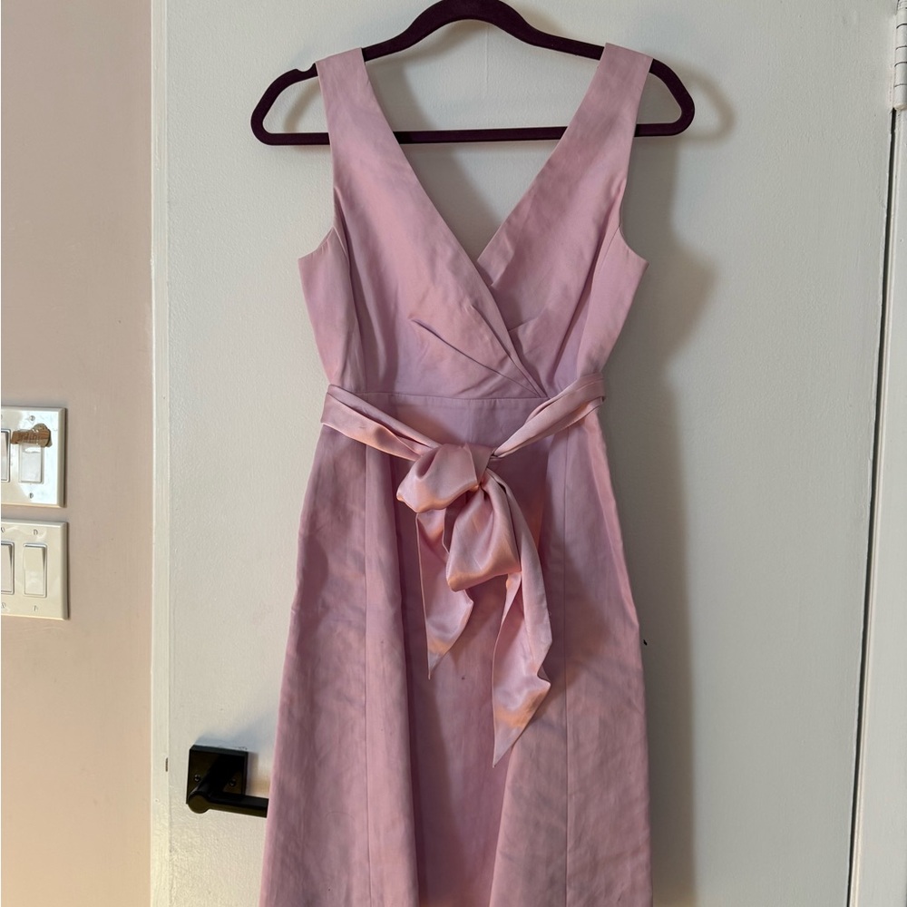 J crew wedding prom bridesmaid grad party Sleeveless V-Neck Tie-Waist Dress P4